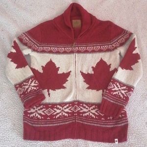 Canadiana Zip Up "Canada" Knitted Sweater